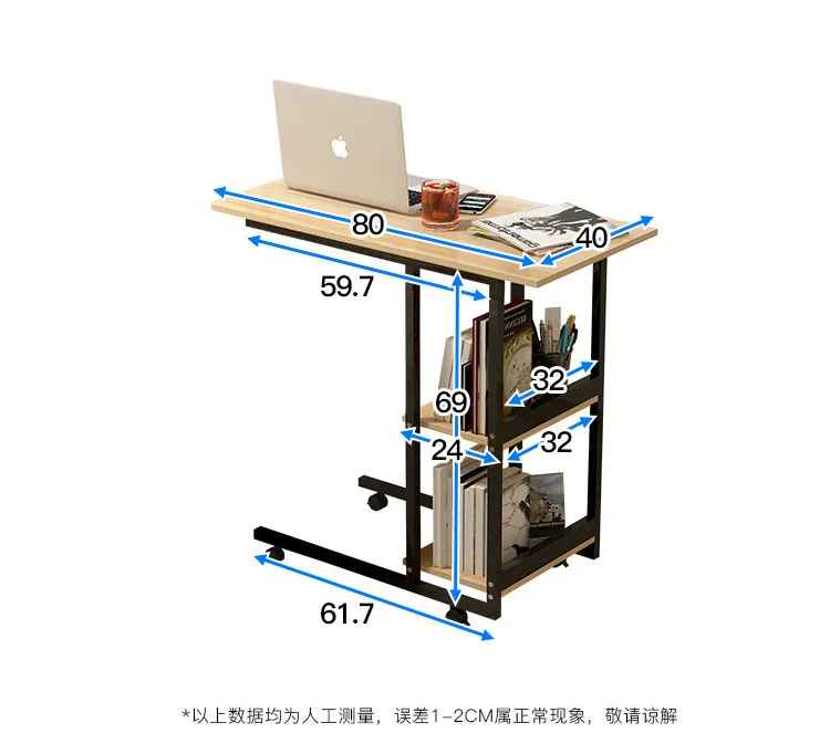 Домашний столик для ноутбука, удобный съемный столик на колесиках для студентов, простой прикроватный столик
