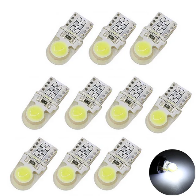 

10pcs T10 LED W5W LED Bulbs 194 168 Auto Lamp 501 COB silicone Car LED Lights Super Bright Lamp Bulb 12V 6000K Cold White Blue