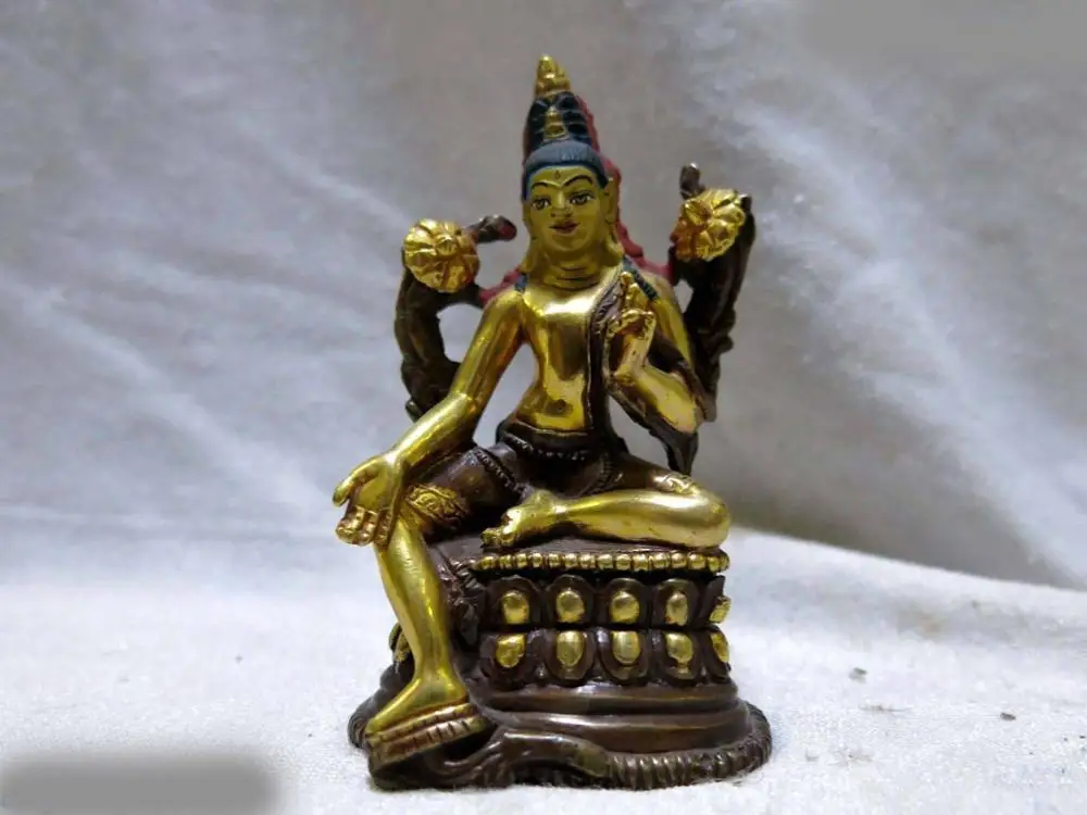

Tibet gilt bronze carved fine Green Tara buddha Statue A(0505)