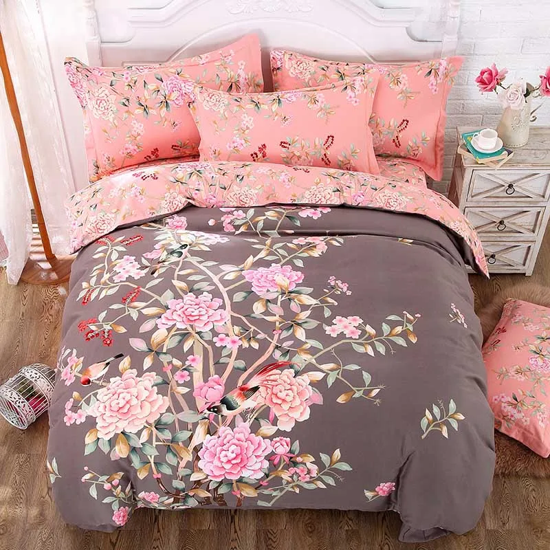 

2017 Noble bedding set 4pcs 100% cotton duvet quilt covers bed sheet bedclothes coverlet bedcover queen size Quality Bedding Set