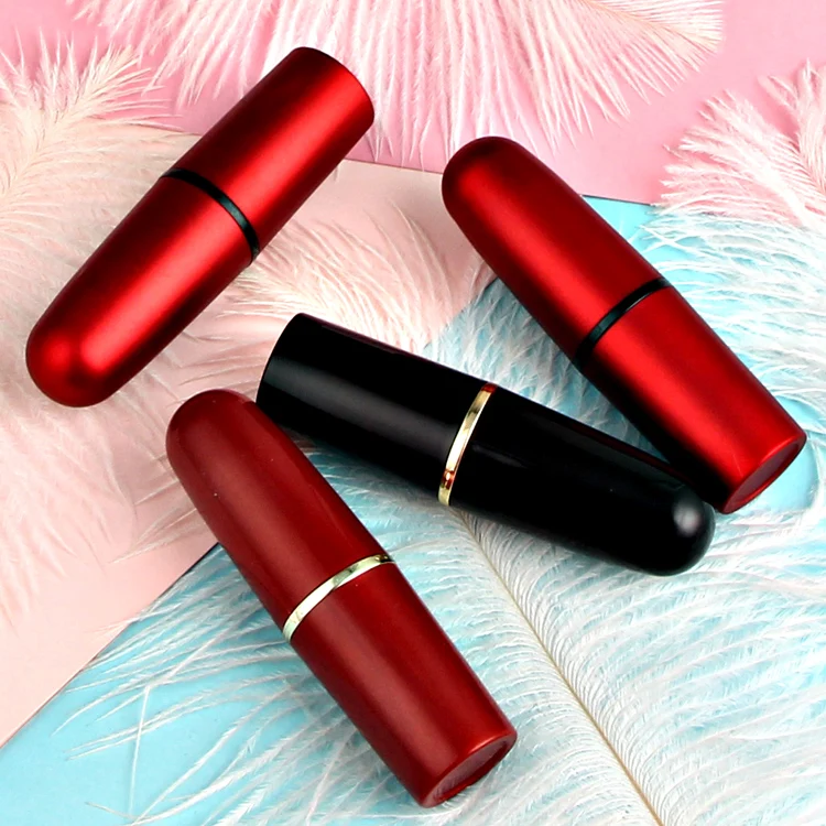 10/20/50PCS Empty 12.1mm Bullet Shape Matt Red Lipstick Tube Black