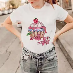 2019 плюс Размеры Для женщин s футболка Топы Для женщин Забавные футболки Для женщин вышитая Футболка хлопок мультфильм авокадо узор Для