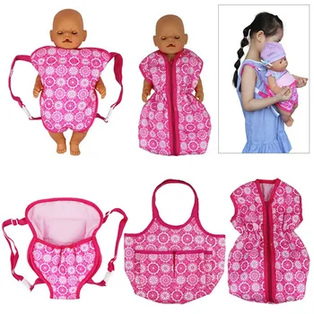 

Kids Backpack Schoolbag Doll Carrier Bag Flower Design for 18inch Girl Doll Accessories