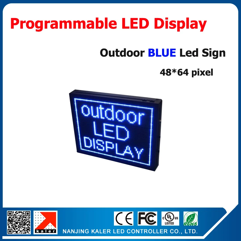 

P10 advertising led strip screen outdoor blue color led outdoor sign programmable and scrolling message led display 48*64dots