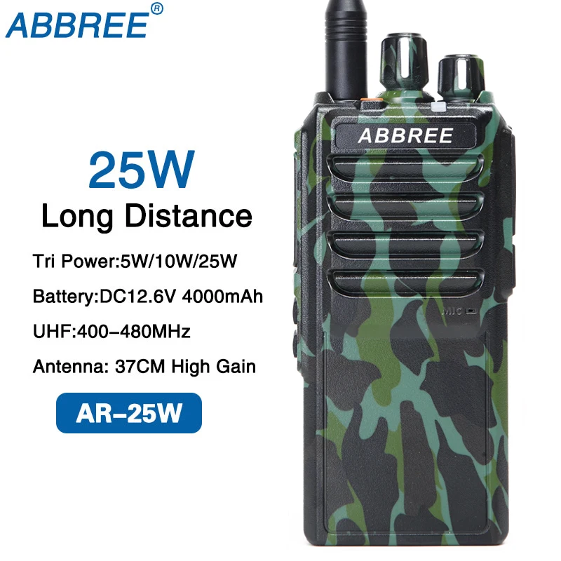 Abbree AR 25W 25 Вт высокомощная рация UHF 400 480 МГц диапазон радиоприемника 10 км