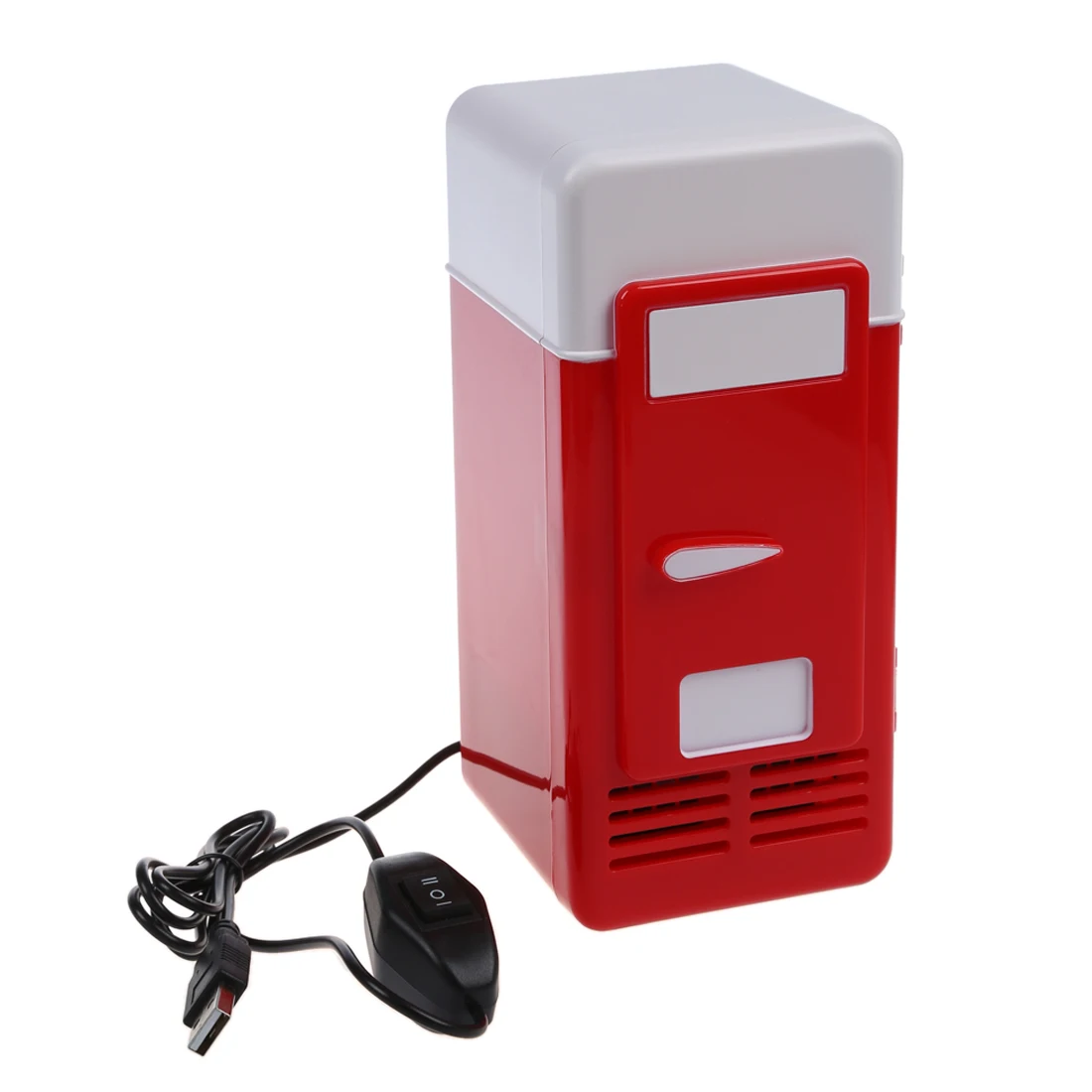 Красный настольный мини-холодильник мини USB гаджет банки для напитков охладитель теплый холодильник с внутренним светодиодный свет для дома