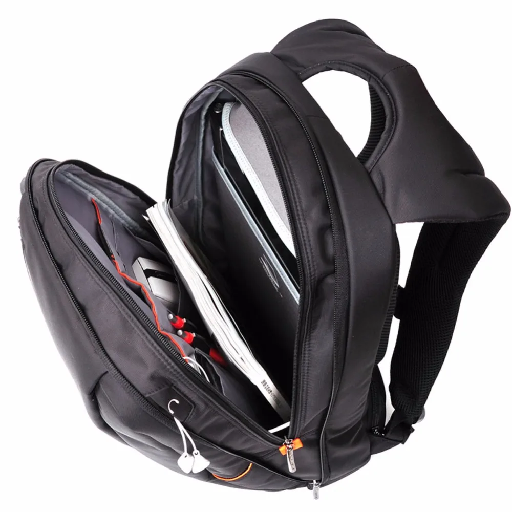 Kingsons caramelo portátil Negro Mochila diaria del hombre Mochila bolsa de viaje de la escuela bolsas 14 pulgadas las mujeres Mochila femenina