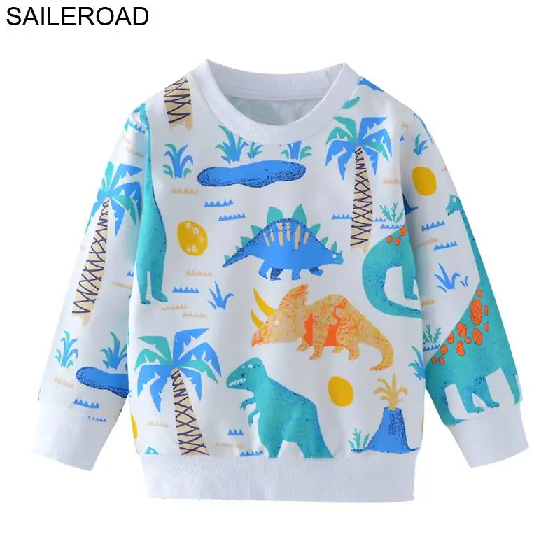 9005 same picture SAILEROAD мультфильм динозавров мальчиков кофты для маленьких детей толстовки одежда 2-7лет осень дети с длинным рукавом рубашки хлопок - Цвет: 9005 same picture