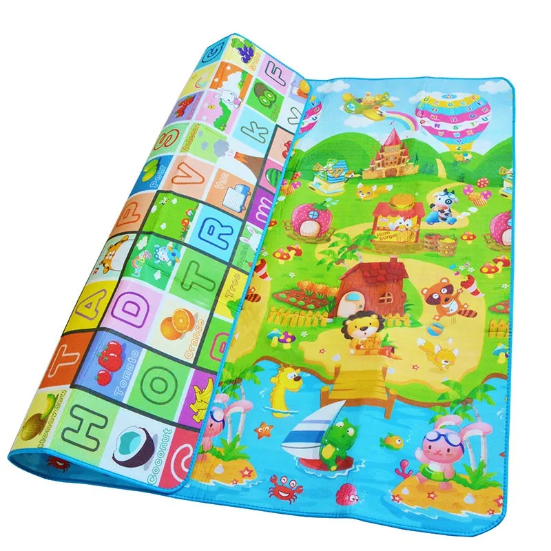 Baby Crawling Play Mat 2*1.8 Meter Climb Pad Double-Side Fruit Letters And Happy Farm Baby Toys Playmat Kids Carpet Baby Game