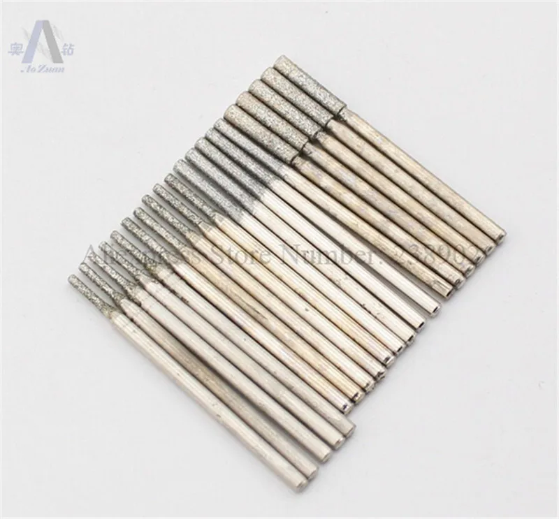 

20PCs 1.0 1.5 2.0 2.5 Diamond Coated Solid Drill Bits Mounted Grinding Points for Jewelry, Gems, Glass, Marble, Tile or Granite