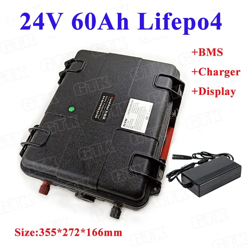 

GTK Portabl 24V 60AH Lifepo4 lithium battery battery with 8s BMS USB port for solar panel camping Tourist boat +5A Charger