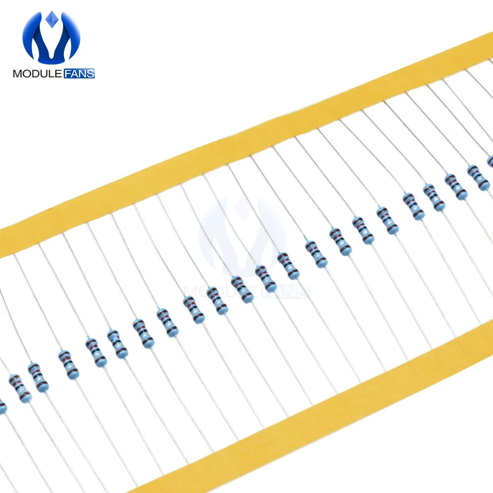 500 шт. металлический пленочный резистор 0,25 Вт 1,5 Вт 0Ohm-10Ohm 0R-10M 100R 200R 1 к 100 к 2 к 3 к 10 к 1% к 1 м 2 м 3 м 10 м Ом Сопротивление 1%+ 1