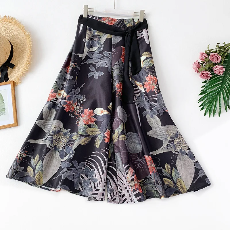 

Wasteheart Summer Women Fashion Black White Long Loose Pants Wide Leg Pants High Waist Length Female Pants Pleated Plus Size