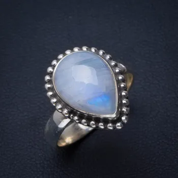 

Natural Rainbow Moonstone Handmade Unique 925 Sterling Silver Ring 7.75 B1365