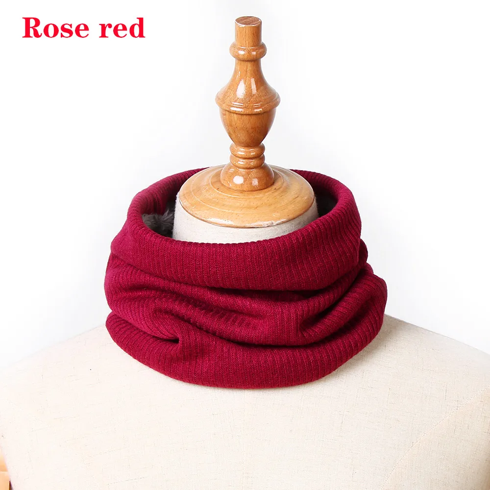Модные зимние шарфы для женщин, шарфы с кольцом, шейный платок, толстые теплые аксессуары для шеи, детский шарф с воротником - Цвет: rose red