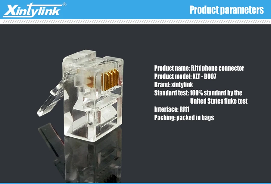 Xintylink rj11 разъем телефонной линии штекер позолоченный 6P4C мужской 4pin модульный кабель терминалы сети Высокое качество 50 шт