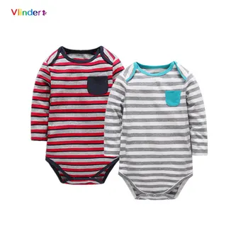 

Vlinder New Fashion Newborn Baby Girls Boys All Seasons Clothing Long Sleeves Stripes Printing Cotton 2pcs Infant Bodysuits