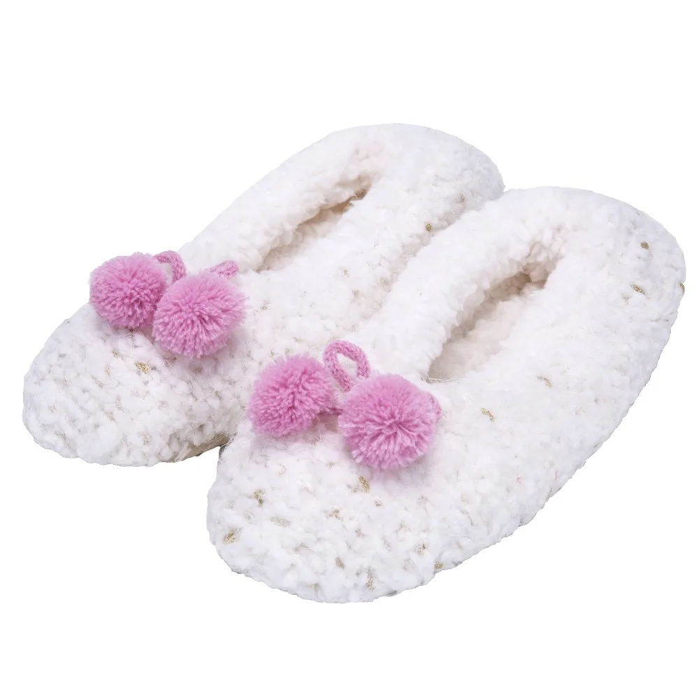 

Fralosha Warm At Home Women Wool Slippers Cotton Shoes Plush Female Floor Shoes butterfly-knot Indoor Shoes Woman Home Slippers
