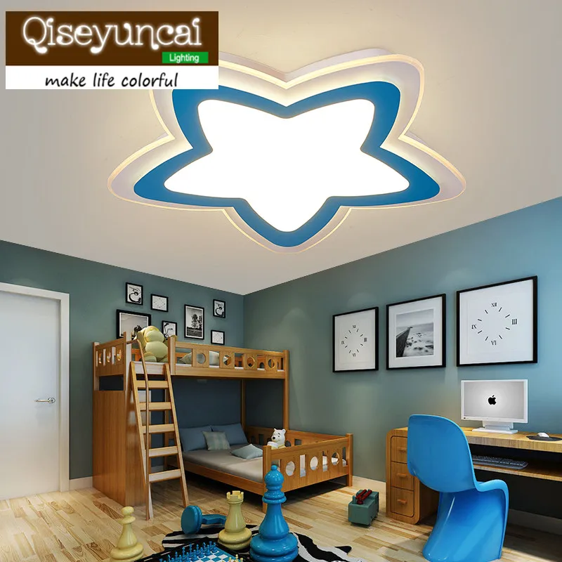 

Qiseyuncai Children's room personality super thin acrylic cartoon star led eye protection ceiling lamp boy girl bedroom lighting