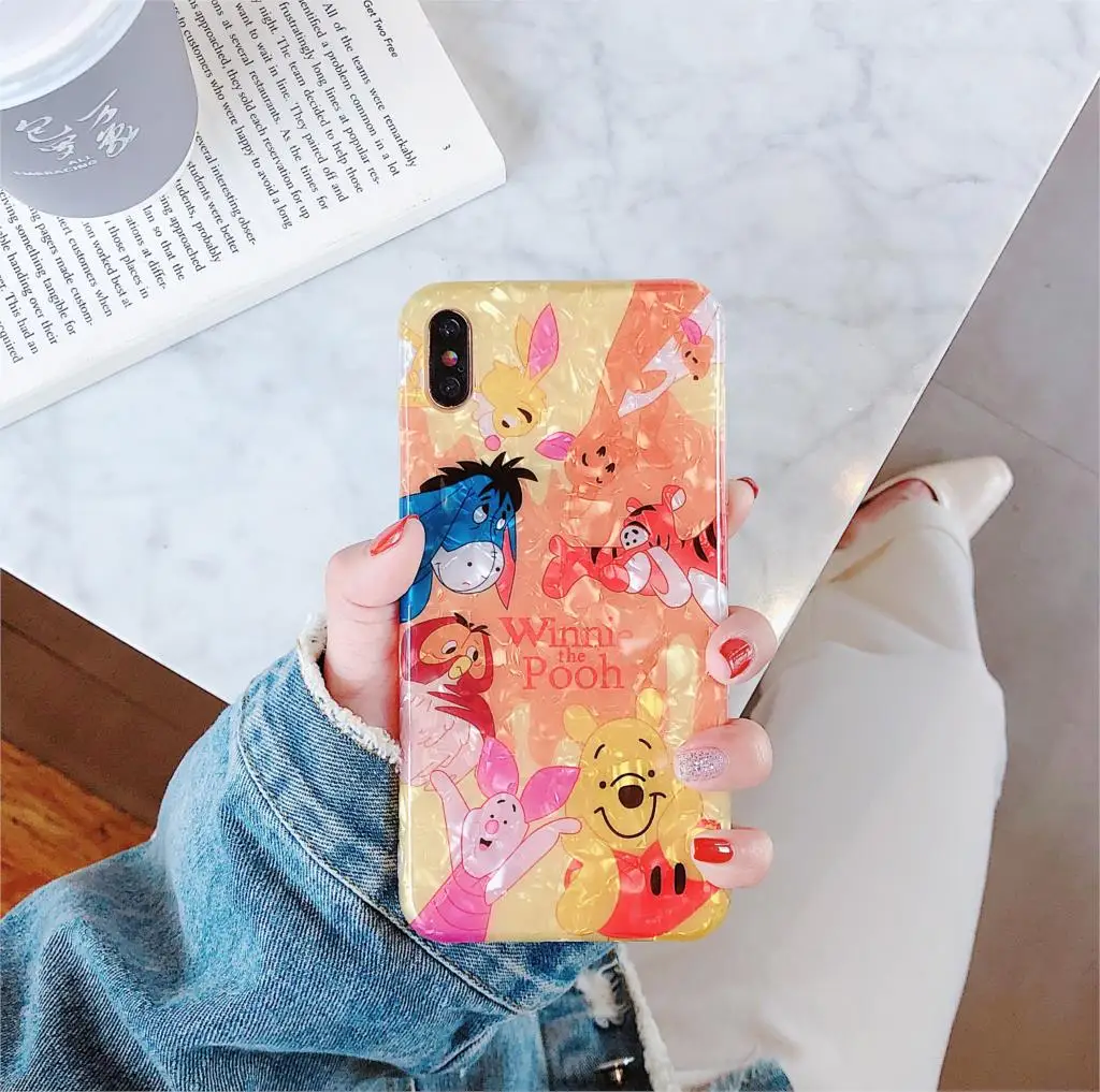 

Cute Cartoon Winnie the Pooh Funda for iphone 7 Case Cameo shell IMD Tigger Phone Case for iphone 6 6S 7 8 Plus X XR XS Max Capa