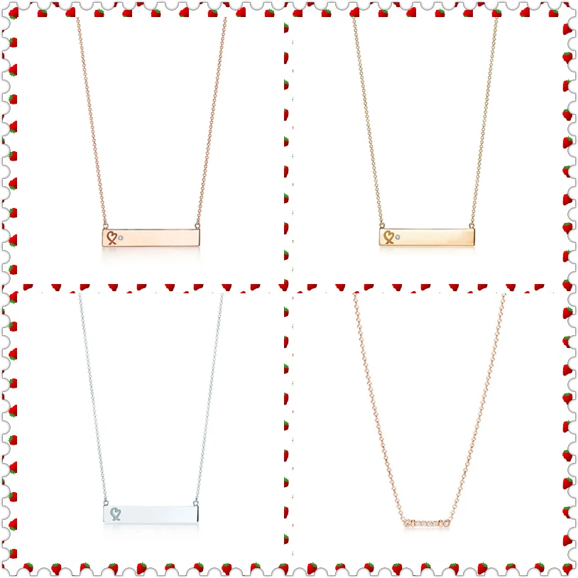 

SHINETUNG 1:1 S925 Sterling Silver Genuine TIFF Gold Rose Gold Silver T Series Pendant Charm Necklace Women Fine Fashion Jewelry