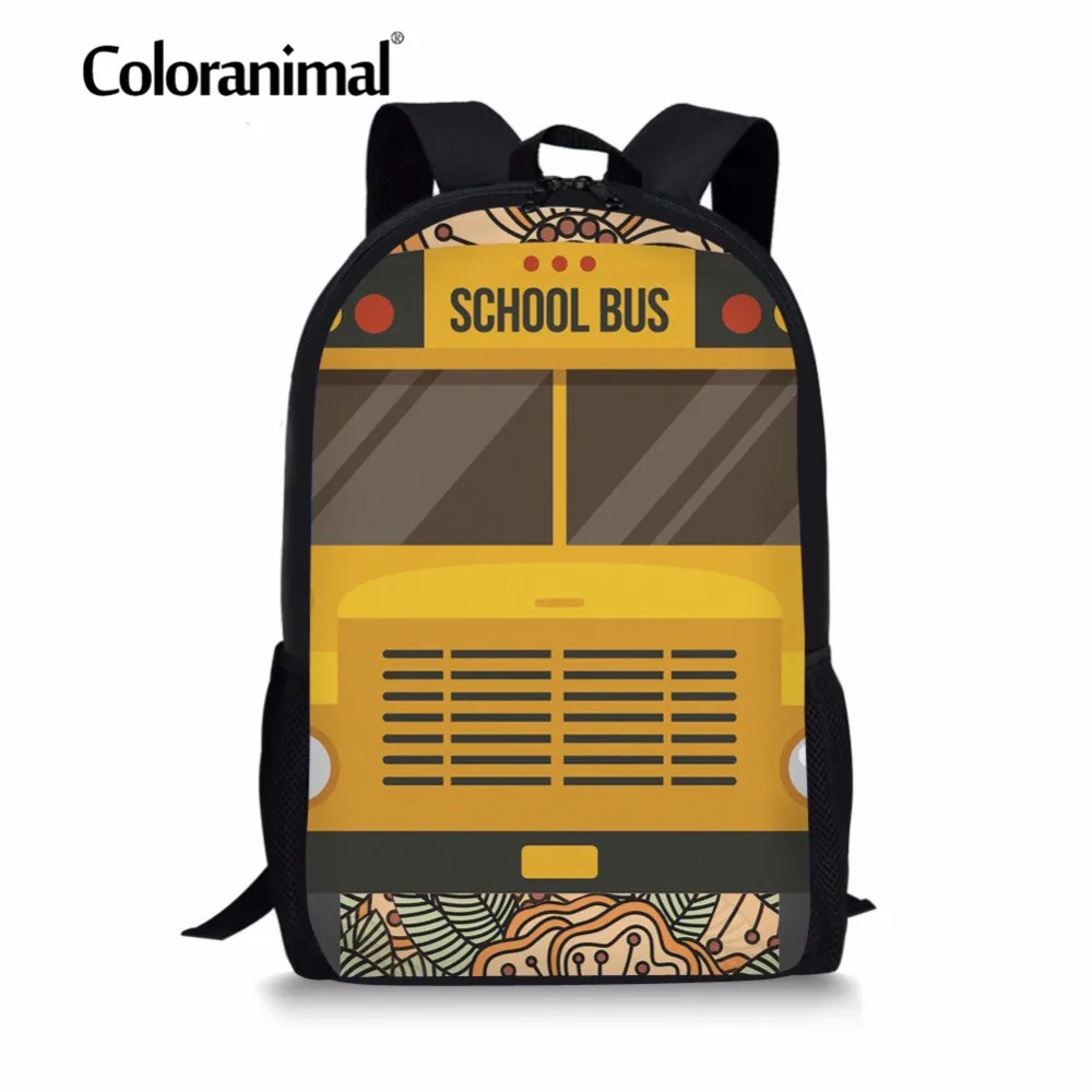 

Coloranimal Youth Girl Boy Cute Cartoon Floral School Bus Pattern Large Schoolbag Backpack Mochilas Children Bagpack Kid Satchel