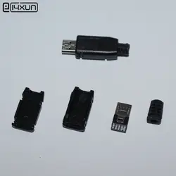 10 комплектов Micro USB 5 Pin Тип сварки 6 мм штекер Черный зарядный разъем 4 в 1 никелированный разъем для зарядки для Android