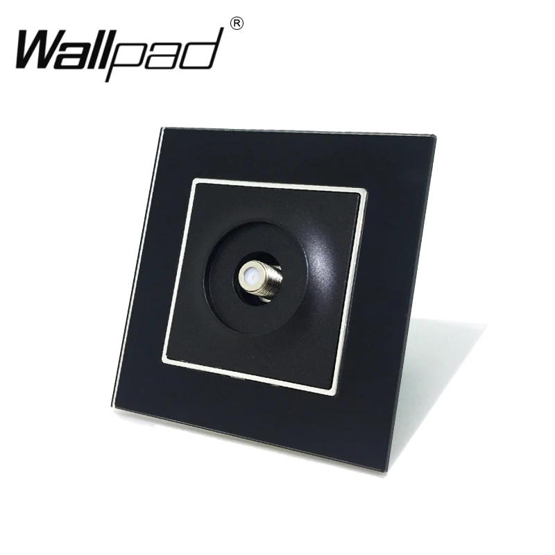 

EU Satellite Socket Claws Mount Wallpad Black Crystal Glass European Standard Satellite Port Jack Wall Socket with Hooks