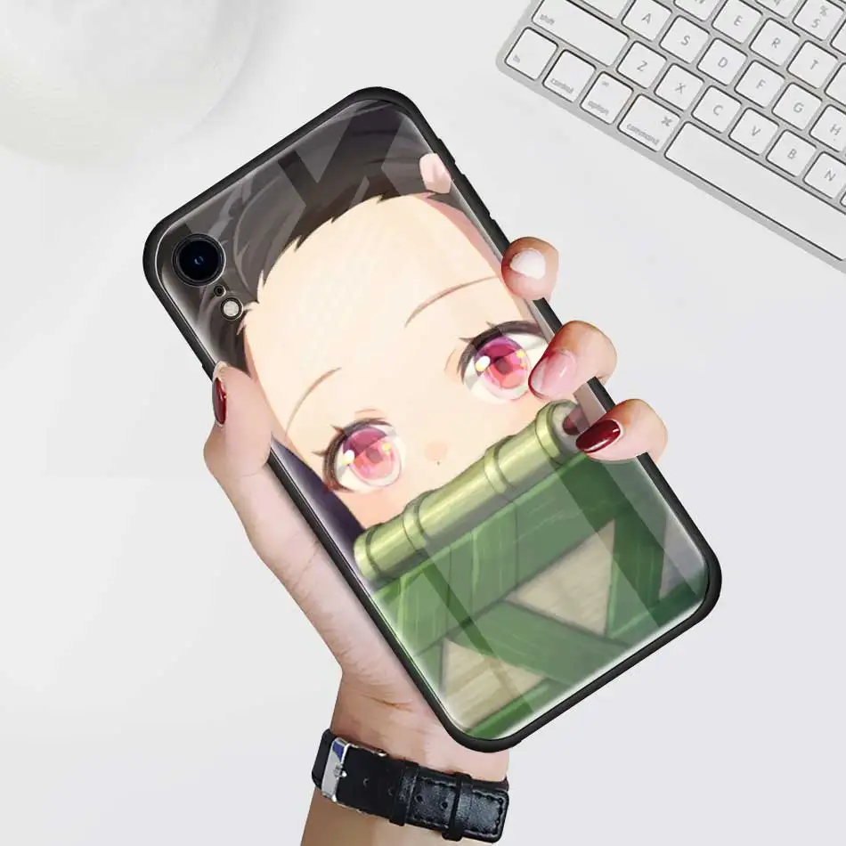 Anime Demon Slayer Kimetsu no Yaiba Tempered Glass Case for Apple iPhone XR 7 8 6 6S Plus 11 Pro X XS MAX Soft Edg Phone Cover