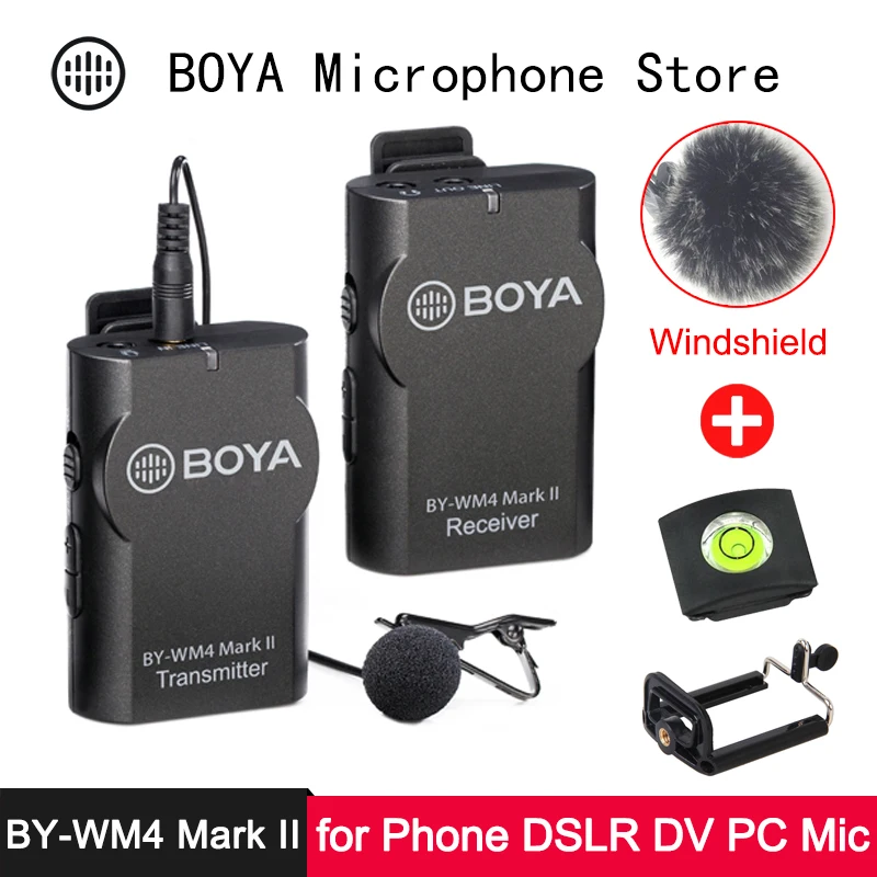 

BOYA BY-WM4 Mark II Phone Wireless Microphone For iPhone Android DSLR SLR Camera DV Camcorder PC Professional Audio Lavalier Mic