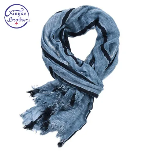 

2019 European Unisex Style Winter Scarf Cotton Wrinkle Stripe long men's scarves shawl fashion gold glitter men scarf