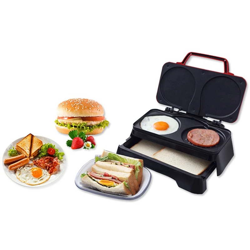 DMWD, 3 в 1, многофункциональная машина для завтрака, 220 В, сэндвич-яйцо, гамбургер, машина для приготовления хот-догов, ветчины, колбасы, хлеб, тостер, антипригарная форма для выпечки