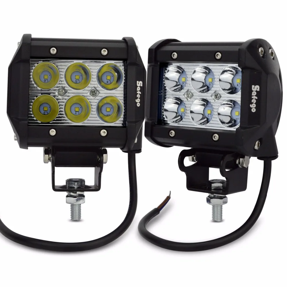 Safego 2pcs 18w Spot Beam led work light 12v 24v trucks car light bar for 4WD