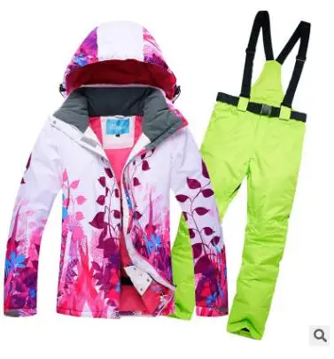 Теплые Водонепроницаемый ветрозащитный зимний платье лыжные костюмы комплект Для женщин Лыжный Спорт куртки и брюки снег сноуборд одежда - Цвет: color7