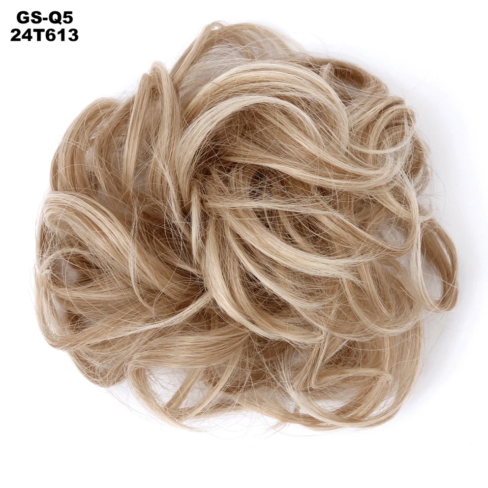 Верхние части жаростойких синтетических волос 30гр кудрявые шиньоны с резиновой лентой для наращивания волос, шиньоны с пончиком Q5