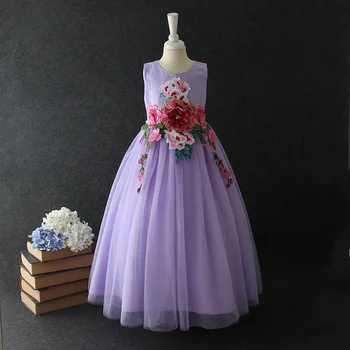 

Summer 2020 Kids Dresses Girls Long Purple Ankle-Length Girl Vestido De Festa Longo 6 8 10 12 14 Years Old Girls Clothes 184044L