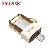 Двойной флеш-накопитель SanDisk SDDD3 OTG двойной флеш-накопитель 64 Гб оперативной памяти, 32 Гб встроенной памяти, флеш-накопитель USB 3,0 Micro USB Стик 150 МБ/с. для Android/компьютера