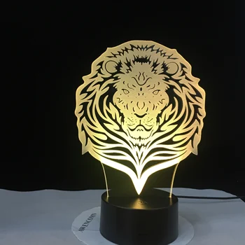 

Bedroom Lion 3d Light Touch 7 Colorful Visual Decorative Gift 7 Led Night Light Novelty Kids Room Led Usb 3d Lamp AW-1629