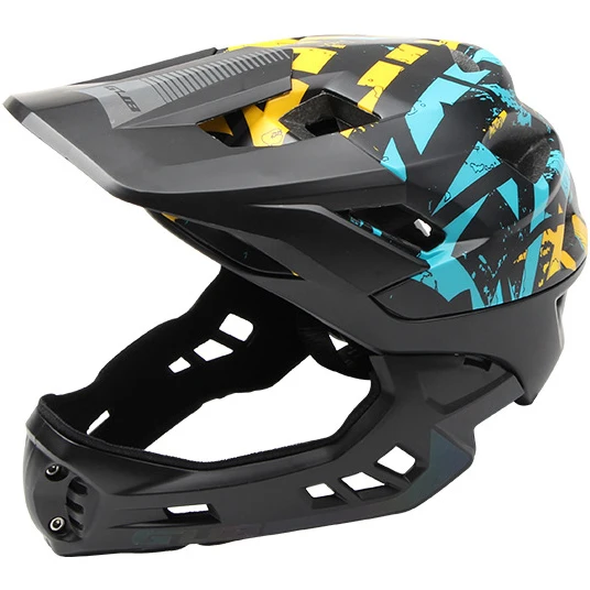 Детский Полнолицевой велосипедный шлем с подсветкой/отражающая полоса/Съемная Защита подбородка MTB/дорожный велосипедный шлем Скейтборд Спортивная Защитная крышка - Цвет: Черный