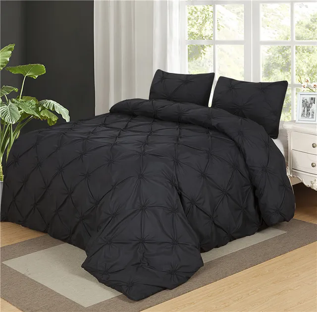 Luxurious Duvet Cover Set Black Pinch Pleat 2 3pcs Twin Queen King Luxurious Duvet Cover Set Black Pinch Pleat 2 3pcs Twin Queen King Size