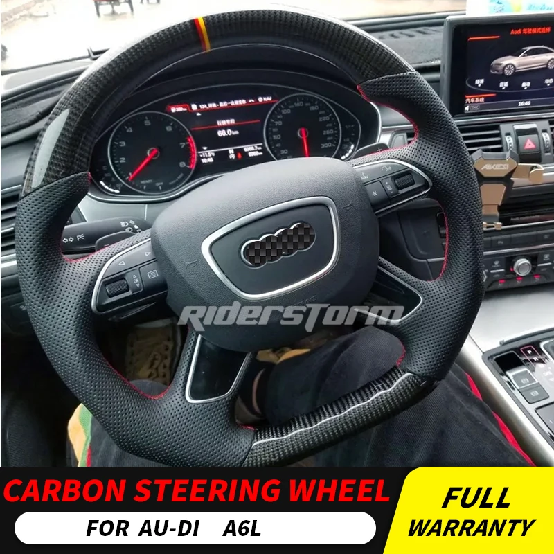 Углеродное волокно на заказ Рулевое колесо для Audi A6L A6 S6 кожа рулевое колесо планки Универсальная замена автомобильные аксессуары