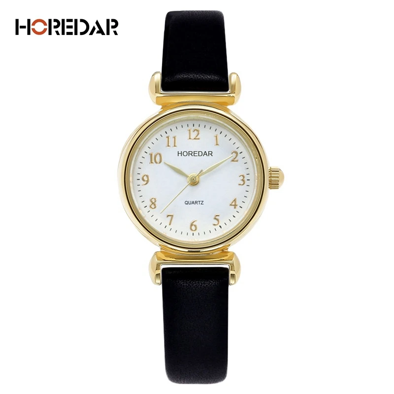 HOREDAR Vintage Gold Women Watch Top Luxury Brand Quartz Watches Women Simple Small Dial Wristwatch gift box relojes hombre 2017