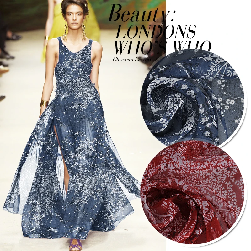 1 метр набивной шелк шифон Ткань для шитья 6 мм чистый шелк тутового шелкопряда ткани Тюлевая ткань telas жир четверти платье 265