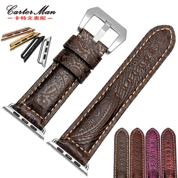 

New High quality Genuine Leather Watchband For Apple Smart watchband 38mm 42mm Waterproof Strap With Adapter
