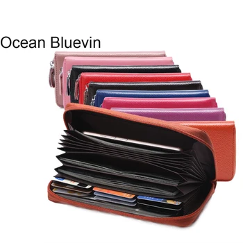 

OCEAN BLUEVIN Anti-Rfid Creative Men's And Women's Leather Long Wallet Multi-Function Long Ladies Card Bag Card Zipper Wallet