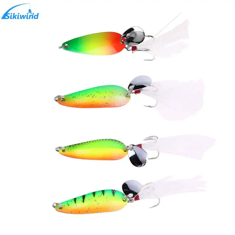 

Fishing Bait Sequins Spoon Fishing Lure Artificial Bait Fake Lure With Feather Treble Hook Fishing Tackle Tools Accessories