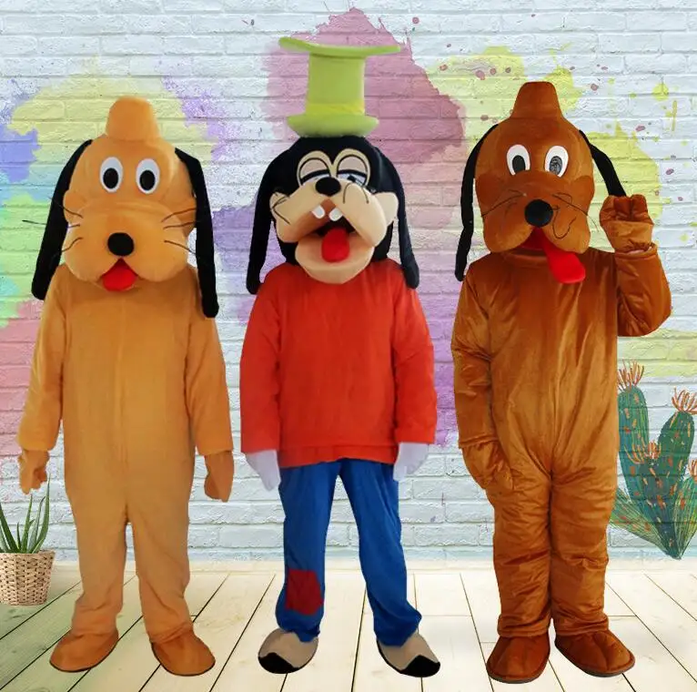 Dog Mascot Costumes Donald Duck Pluto And Goofy Mascot Fancy Dress Performance Prop Adult Size