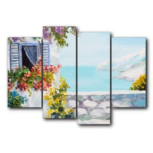 Laeacco Flowers Stone Wall River Canvas Oil Poster And Prints Living Room House Wall Decor Art Painting Home Decoration Picture teak house поднос river stone