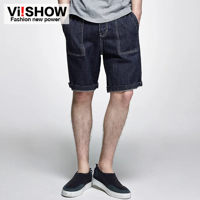 

VIISHOW MEN JEANS PANTS famous brand mens jeans straight multi pocket Mens denim shorts knee length ripped jeans for men 28-37