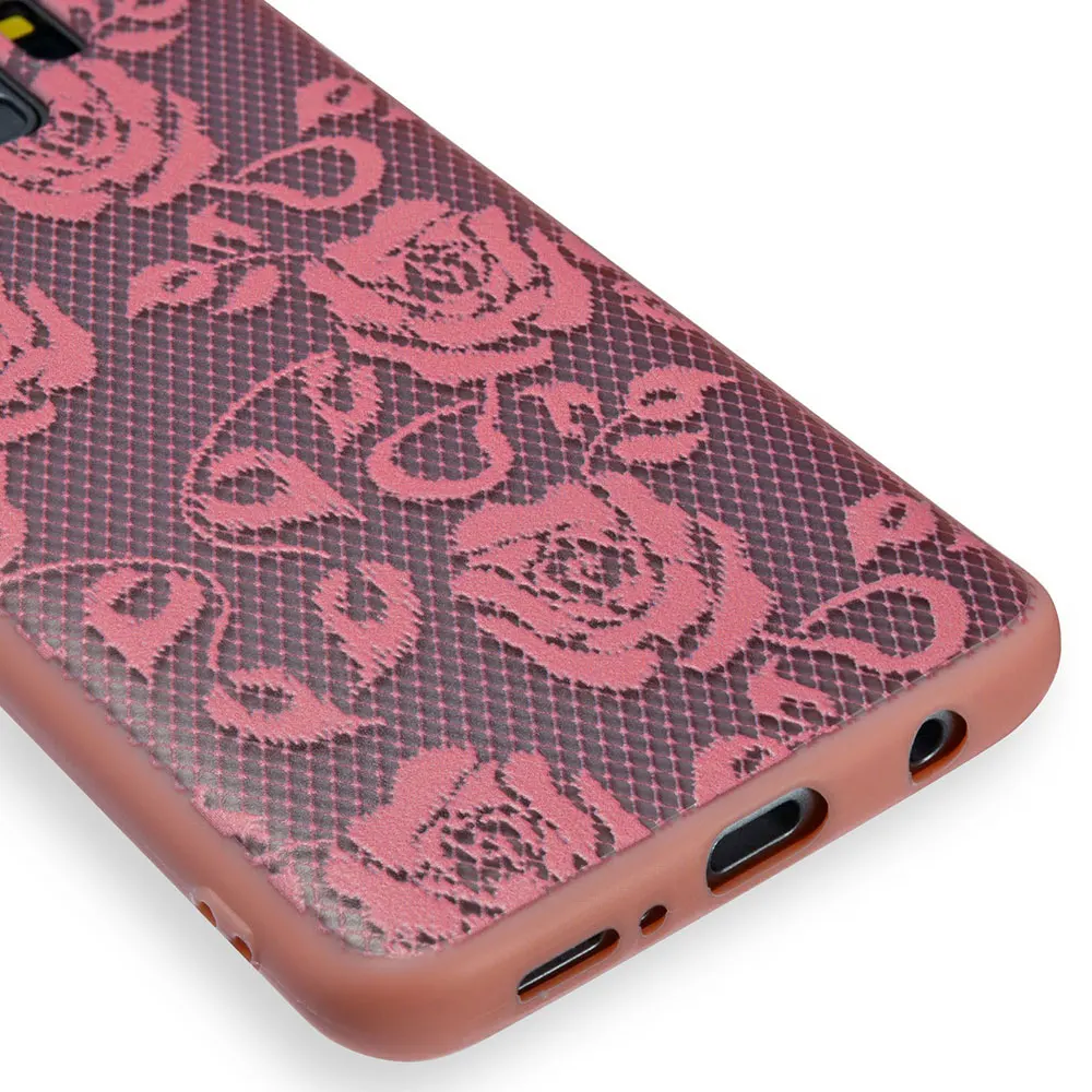 (2)_JONSNOW Floral Case for Samsung Galaxy S6 S7 Edge S8 Plus S9 Plus Emboss Lace Hard PC+ Soft TPU Phone Back Protective Cover